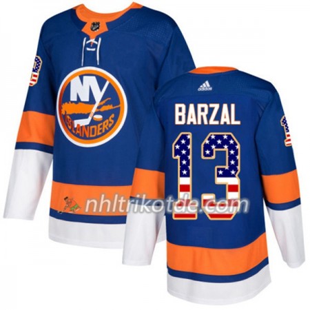 New York Islanders Trikot Mathew Barzal 13 Adidas 2017-2018 Blau USA Flag Fashion Authentic - Herren
